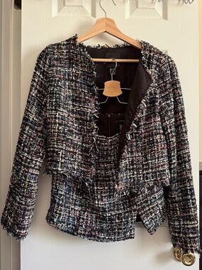Tweed Cropped Jacket and Mini Skirt Set